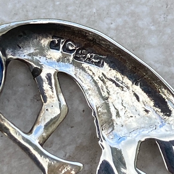 Navajo Kokopelli necklace .925 Sterling Silver Lapis Lazuli Jim Callidito - Picture 6 of 7